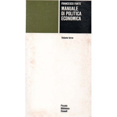 Manuale di politica economica volume terzo