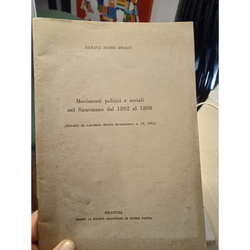 Movimenti politici e sociali nel Siracusano dal 1892 al 1898