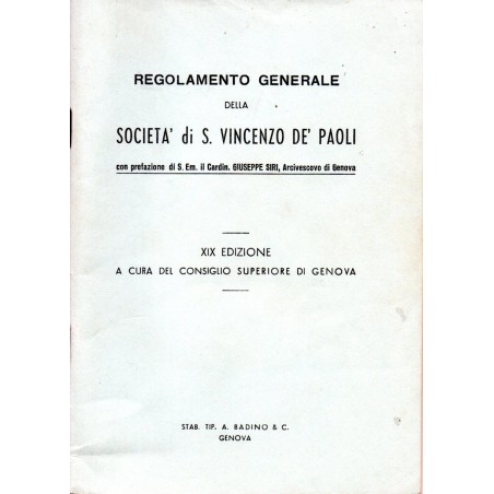 Regolamento generale della società di S. Vincenzo de' Paoli