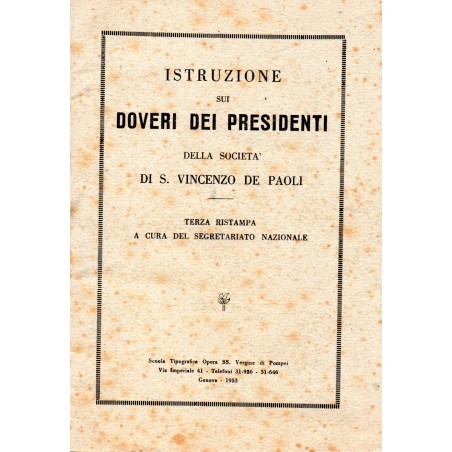 Istruzione sui doveri dei presidenti della società di S. Vincenzo De Paoli